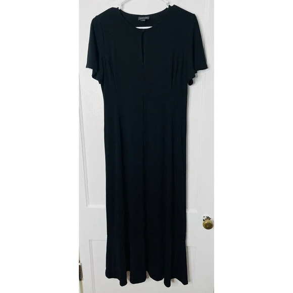 J Jill Wearever Collection Maxi Dress Sz S Black Keyhole Neck Button Stretch - Picture 1 of 9